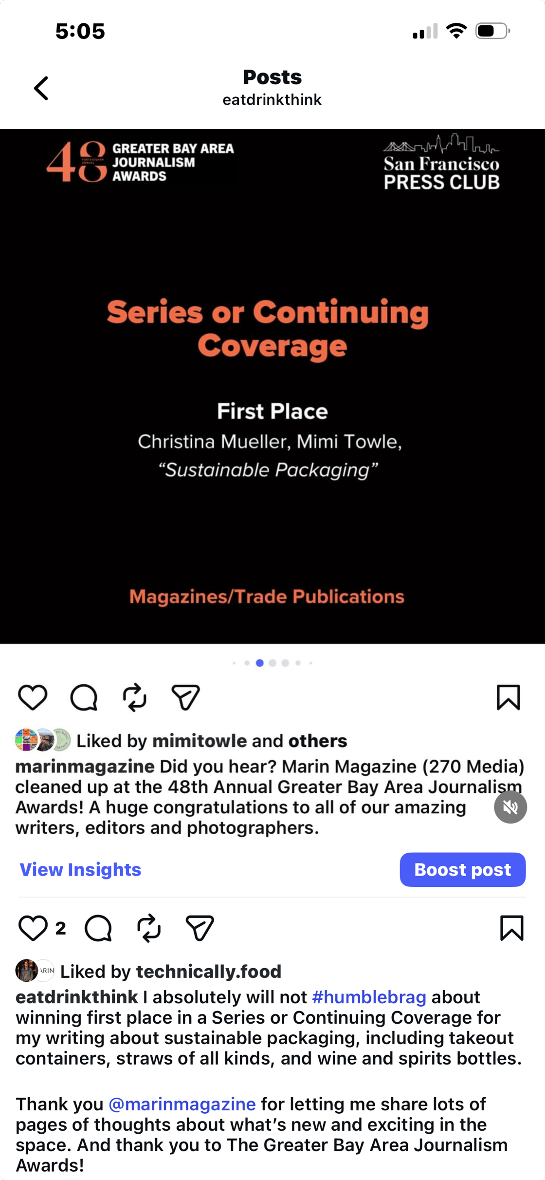 I will absolutely not #humblebrag about ths award